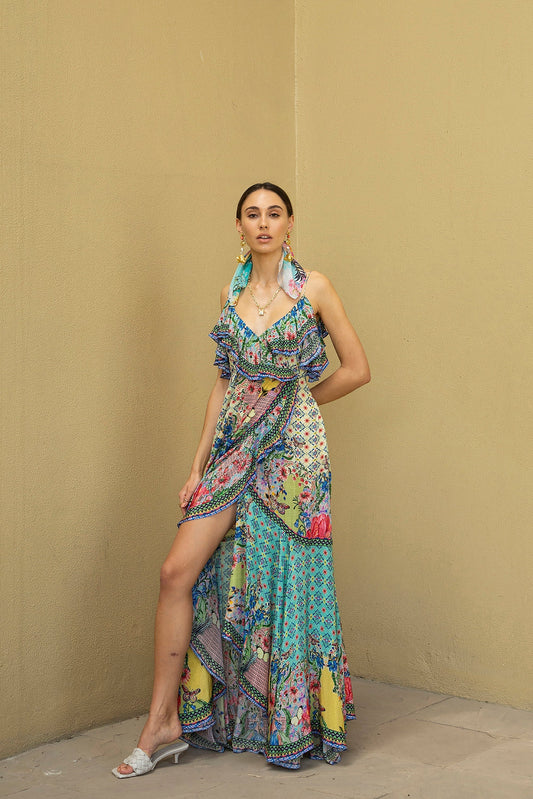 OCEANIA RUFFLED MAXI DRESS