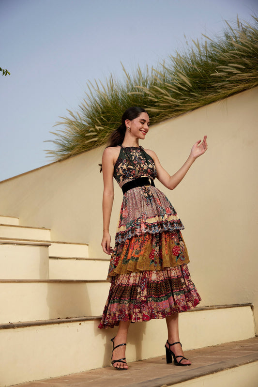 MEADOW HALTER MAXI DRESS
