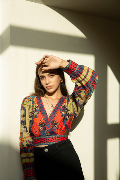 PARADISE FOREST WRAP TOP
