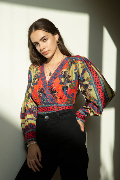 PARADISE FOREST WRAP TOP