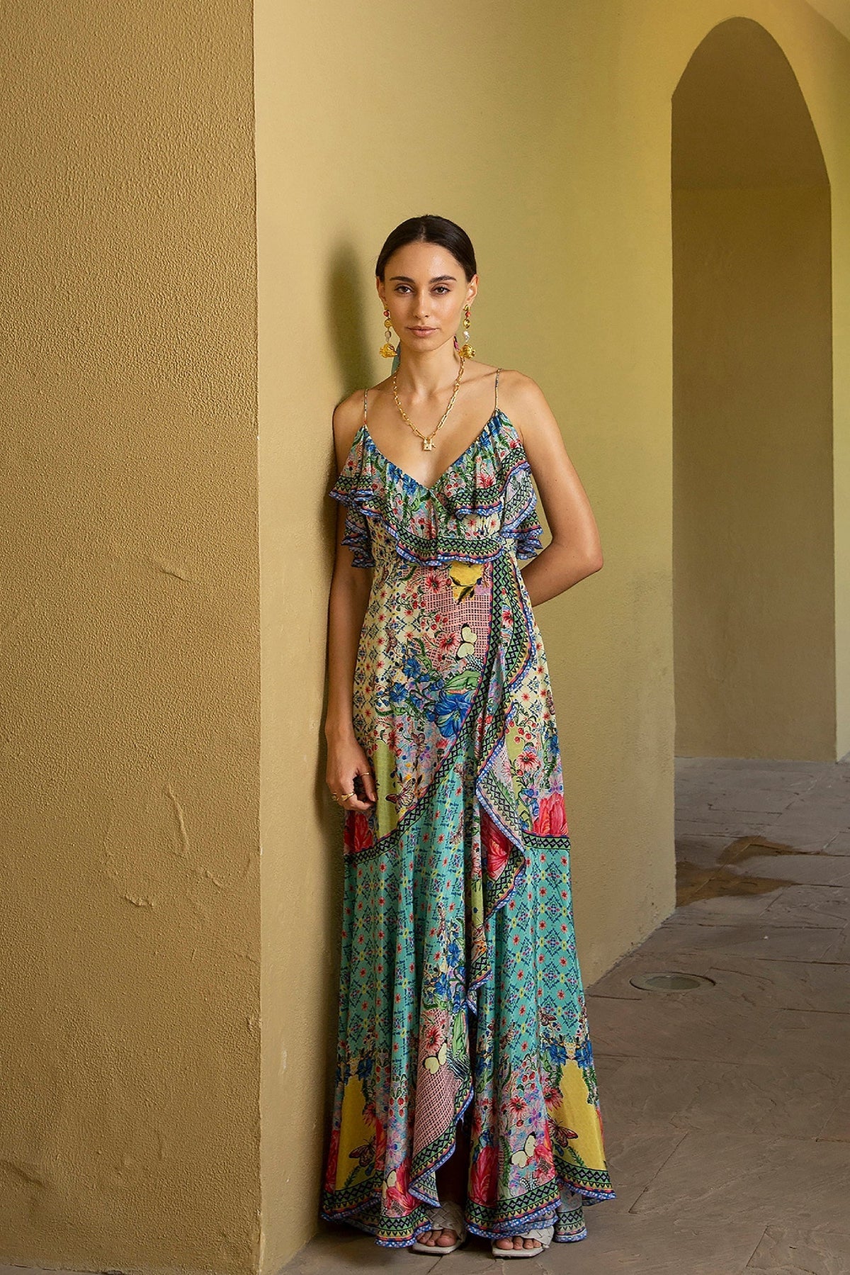 OCEANIA RUFFLED MAXI DRESS
