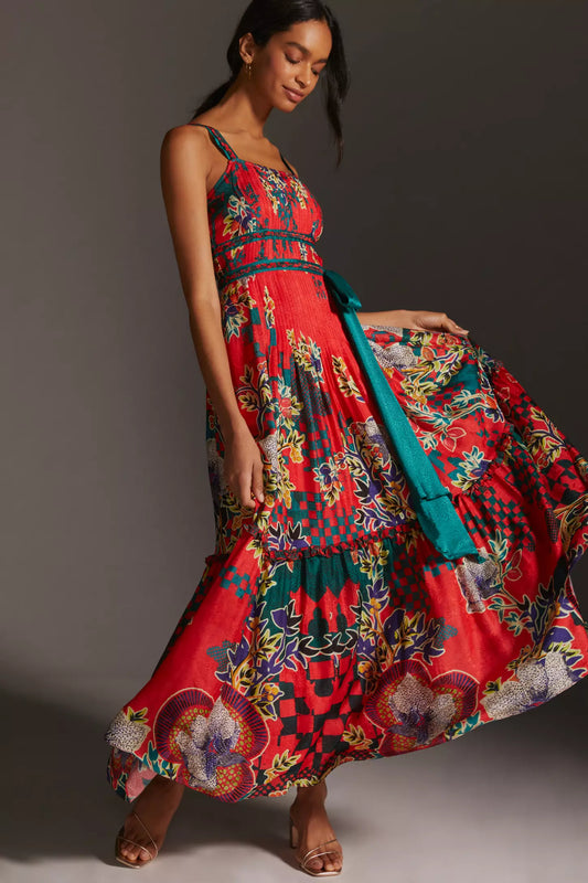 AMORA PLEATED FLORAL DRES