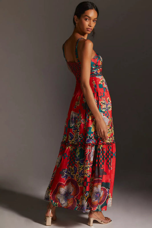 AMORA PLEATED FLORAL DRES