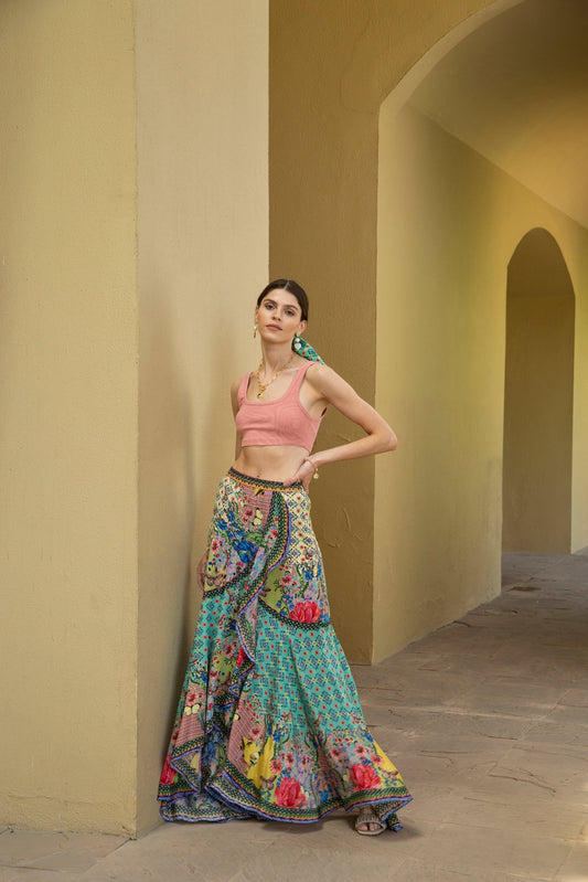 OCEANIA RUFFLED MAXI SKIRT