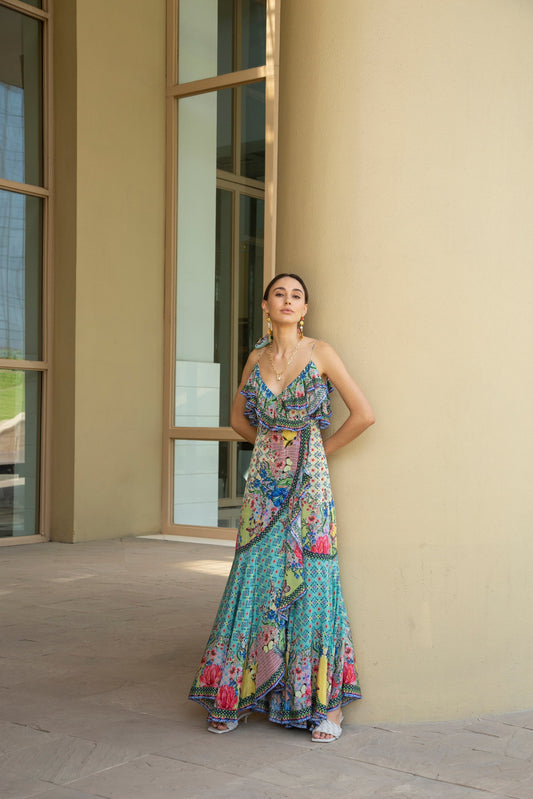OCEANIA RUFFLED MAXI DRESS