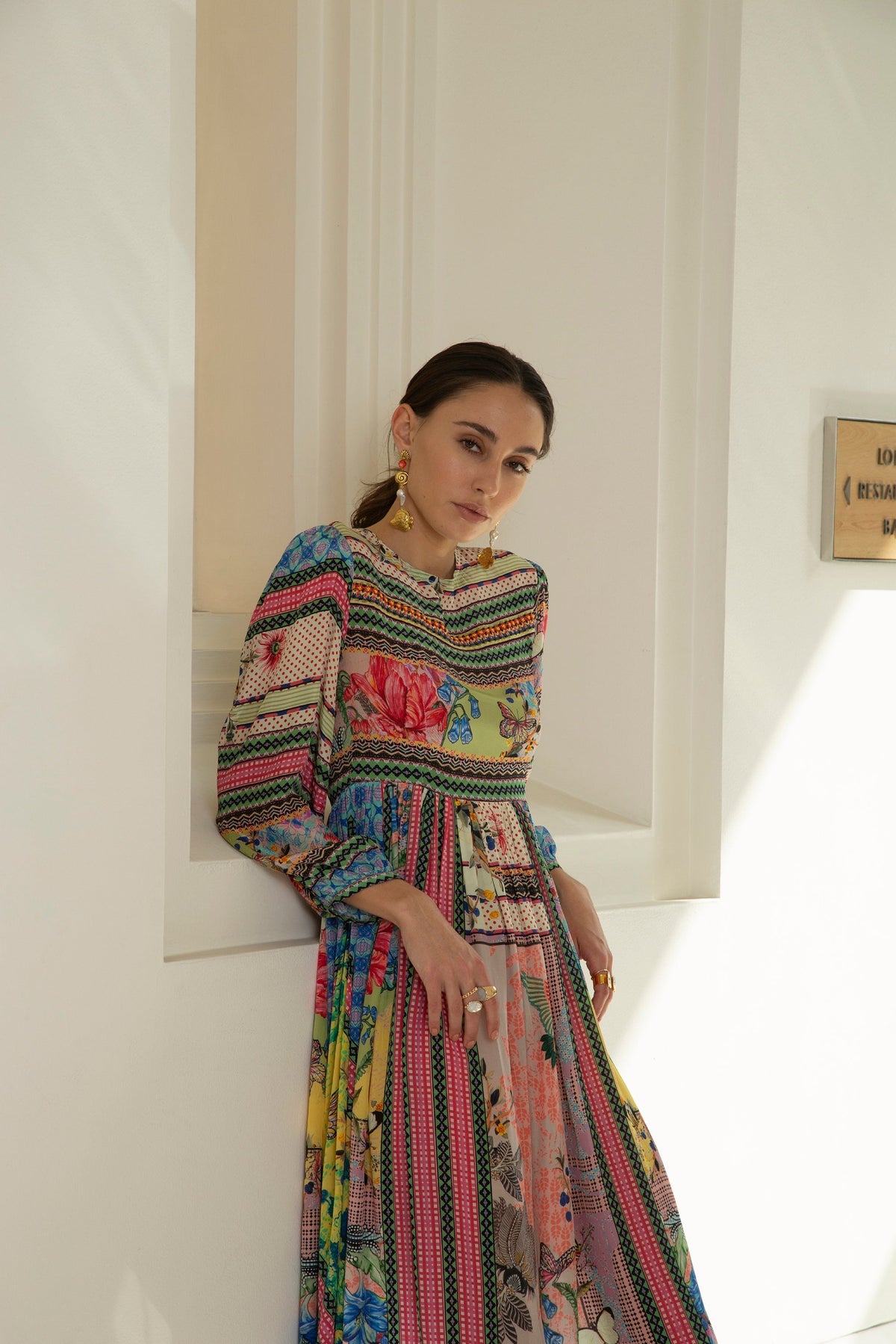 TROPICAL TILES MIDI DRESS